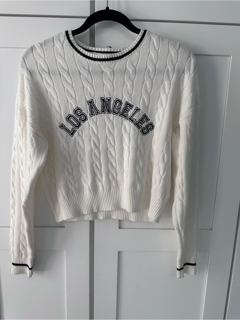 No Boundaries White 'Los Angeles' Cable Knit Sweater